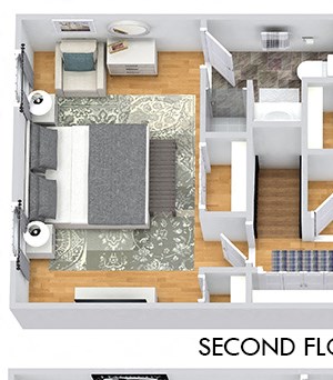 Norfolk 3D 3D Norfolk 2 Bedroom apartment. 1st floor kitchen, dining, living, half bath. 2nd floor bedrooms, 1 full baths. Large closets. in-unit laundry